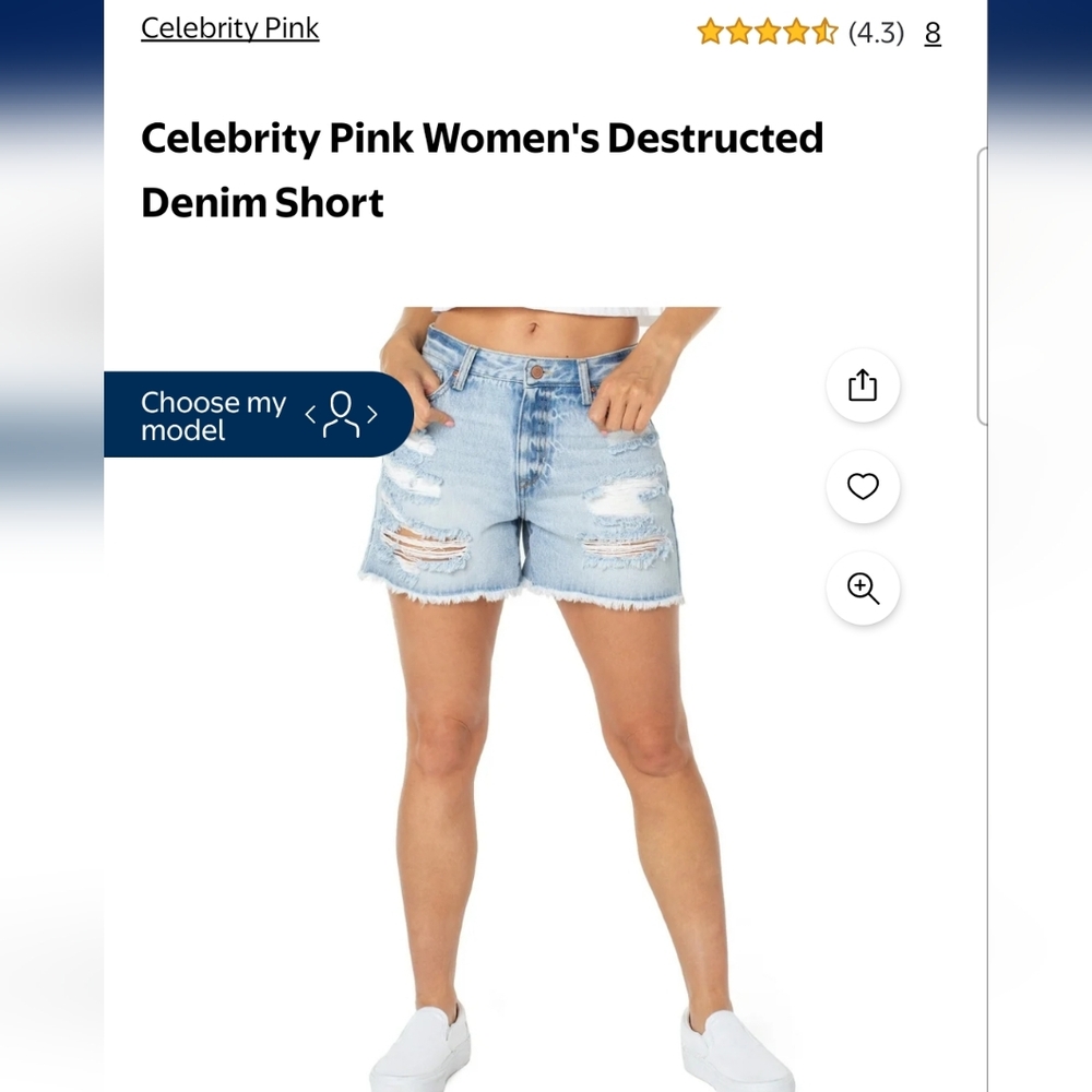 Celebrity Pink Distressed Denim Short Boyfriend NWT 16/18